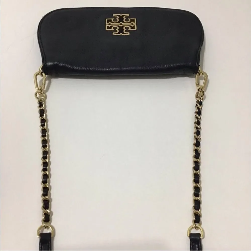 Tory Burch Blue Britten Pebble Leather Crossbody/Clutch Bag